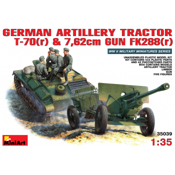 German Artillery Tractor T-70 (r) + 7,62 cm fk 288 (r) gun + crew